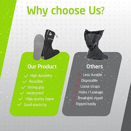 Miniatura 4 de SEAL Fundas impermeables para zapatos fundas reutilizables para zapatos de lluvia con suela antideslizante y cremallera para hombres y mujeres
