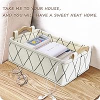 Vista 2 de KWLET Small Storage Baskets Toy Storage Organizer Rectangle Basket Empty Gift Baskets Shelf Baskets Decorative Storage Basket With Wooden Handles