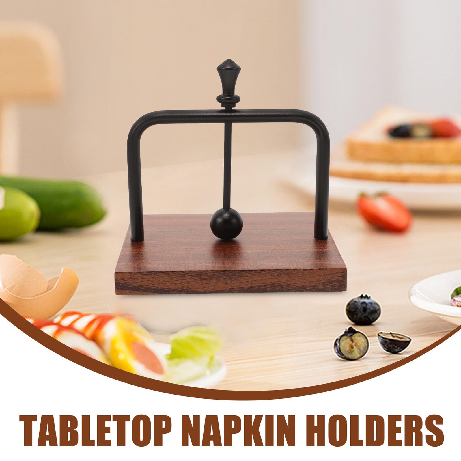 Uonlytech Servilletas y Diseño Elegante Vertical Dispensador de Madera Negra Estructura Sólida para Mesas en Cafeterías y Hogares