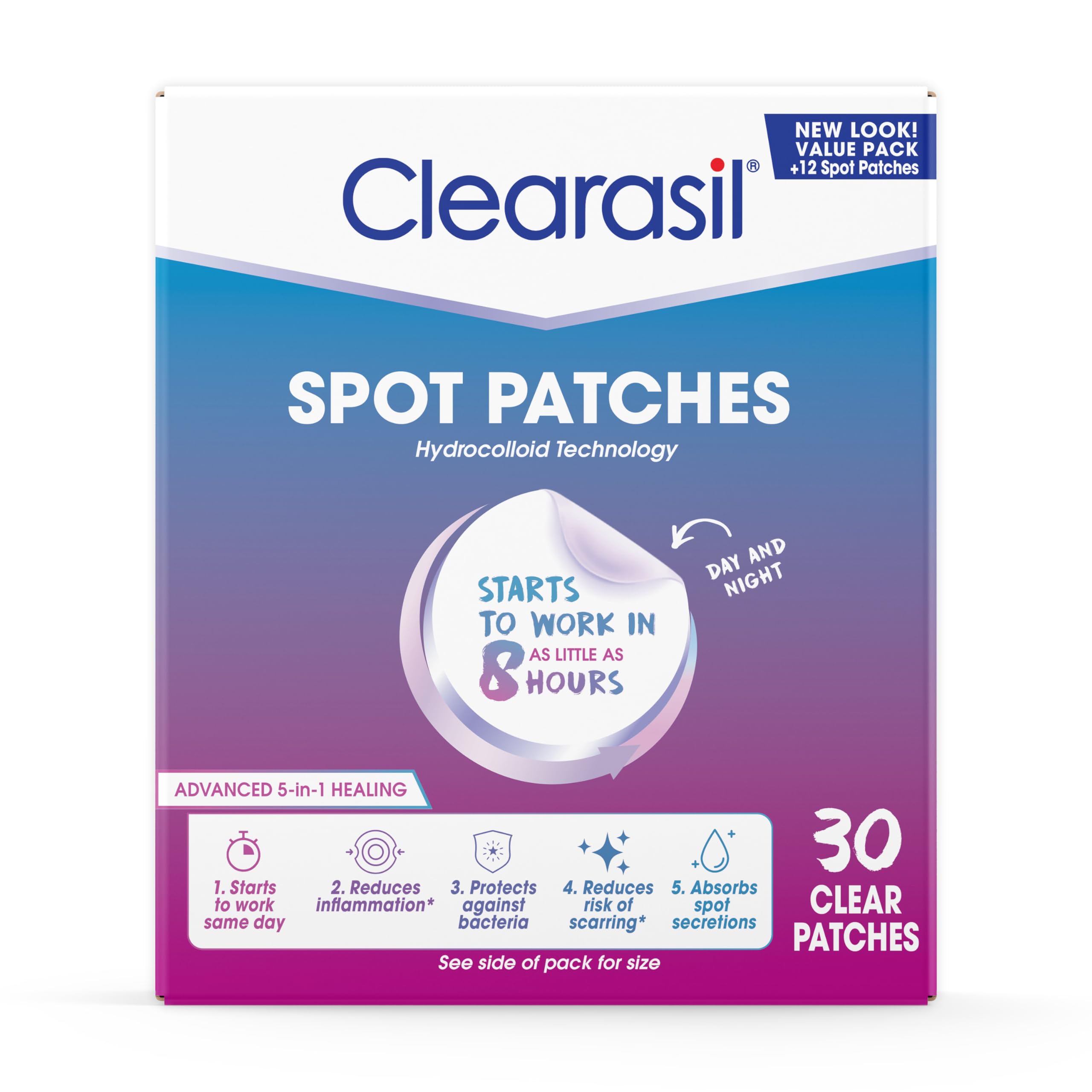Clearasil Day and Night Acne Spot Patches Hydrocolloid Technology Value Pack 30 Count