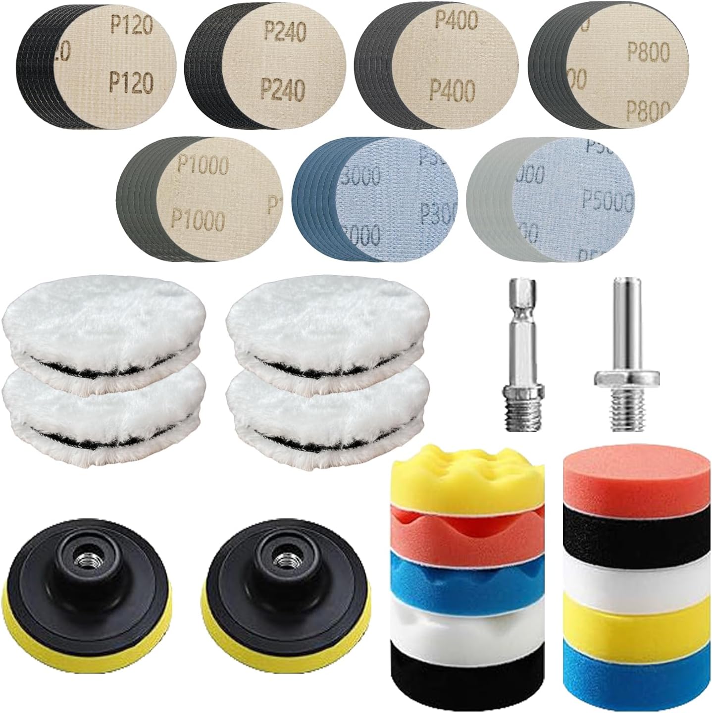 78Pcs Headlight Restoration Kit,3 Inch Drill Polishing Kit, Wet Dry Sandpaper Drill Sanding Attachment with Buffing Pads for Car Polish,Resin Polish Rotary Tools Attachment (3 Inch 78Pcs)