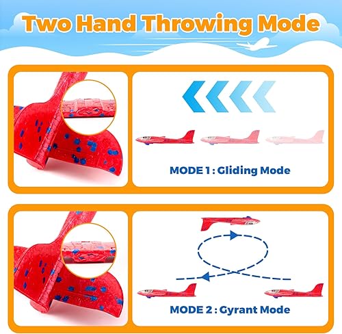 Miniatura 4 de SpringFlower Paquete de 4 juguetes voladores de avión, 4 juguetes de avión de espuma para niños de 3, 4, 5, 6, 7, 8 años, 2 modos de vuelo, avión