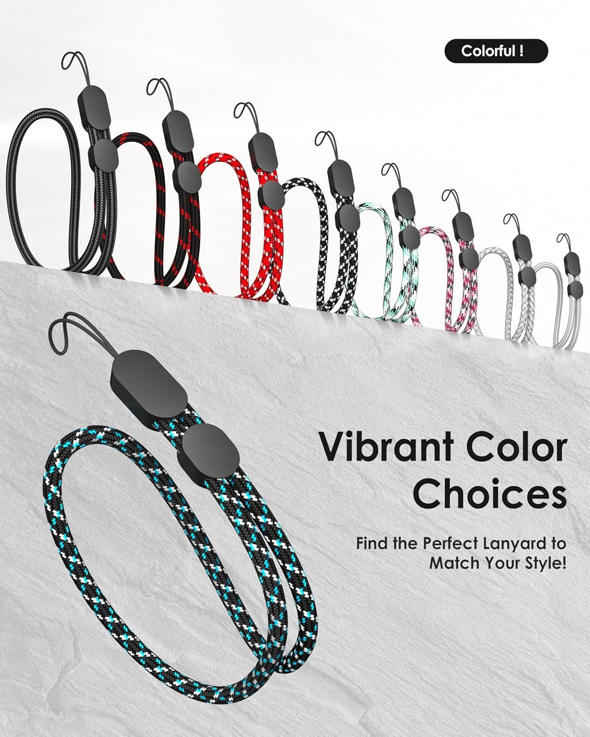 AccuPrints Confezione da 6 cinturini da polso regolabili in nylon colorato per GoPro, fotocamera, chiavi, telefono, chiavetta USB, portafoglio, targhetta identificativa (colori vivaci misti), Diversi