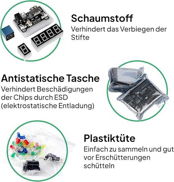 ELEGOO UNO R3 Starter Kit Compatible with Arduino IDE Project Starter Set with Tutorial in German Microcontroller 5V Relay Power Supply Module Servo Motor Expansion Board etc