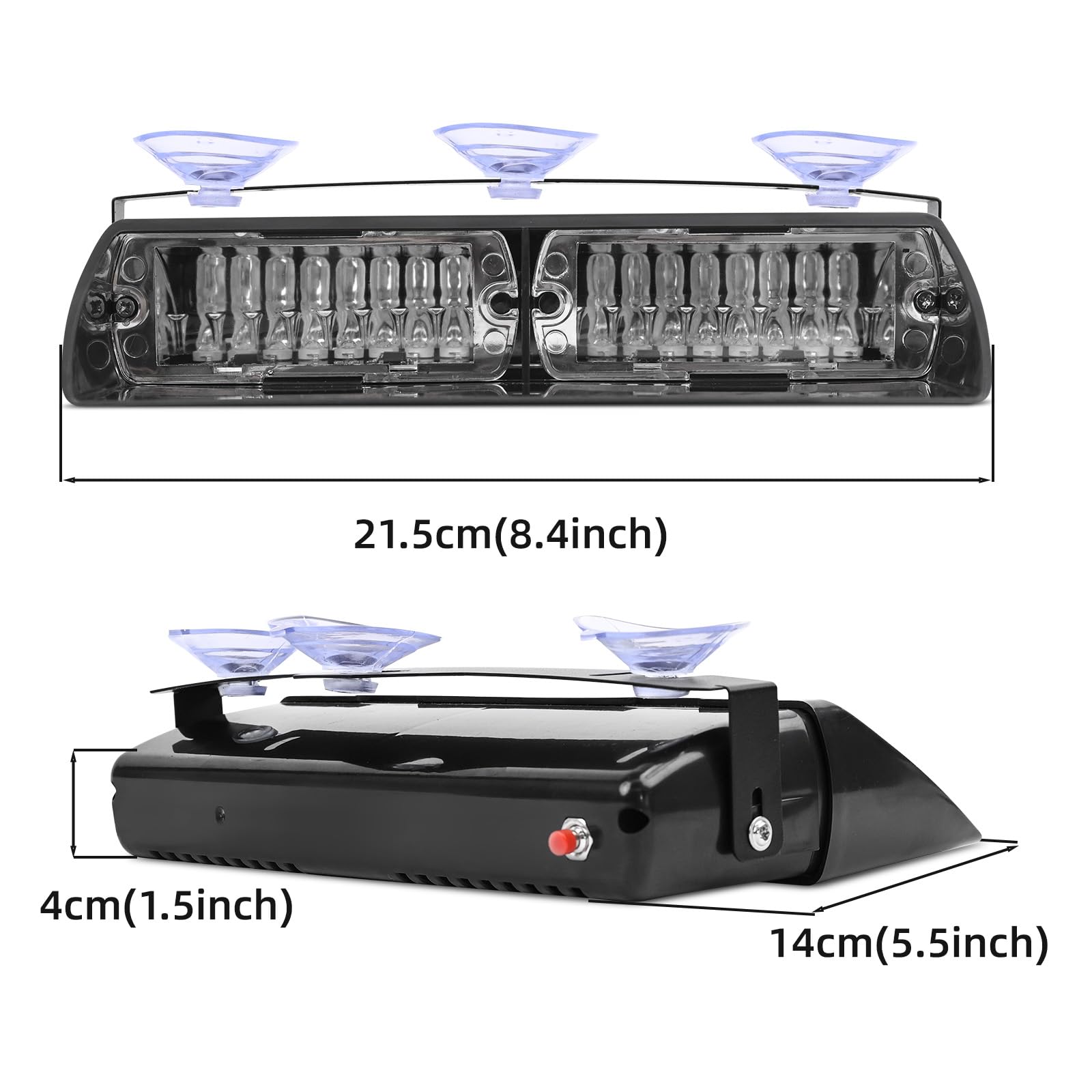 Riloer 16 LED Strobe Light, 12V Lampeggiante Blu Polizia di Emergenza Avvertimento Flash Lampada a Ventosa per Rimorchi per Camion
