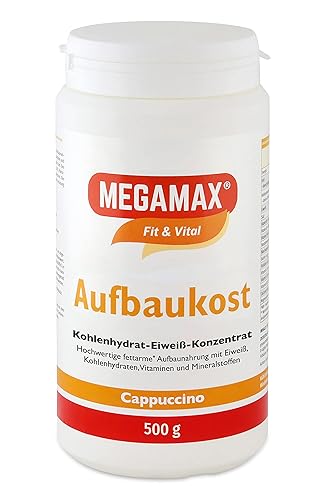 Megamax Aufbaukost Cappuccino 500g Ideal zur Kräftigung bei Untergewicht -Trinknahrung