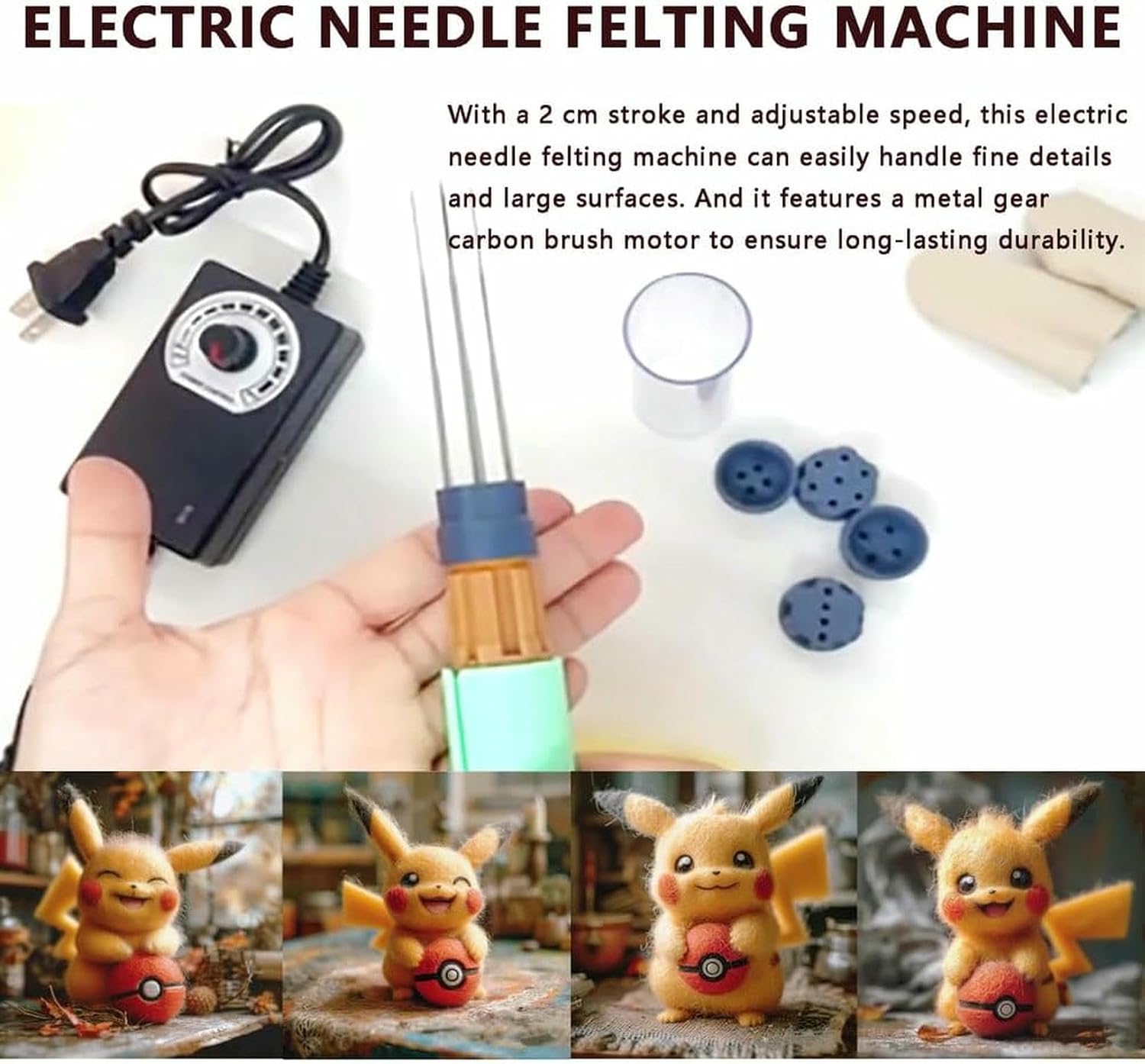 Electric Felting Needle Machine Kit - Wool Felting Tool, 1-7 Needles with Speed Control, 2cm Motor Stroke, Easy Needle Change, for DIY Wool Felting Craft