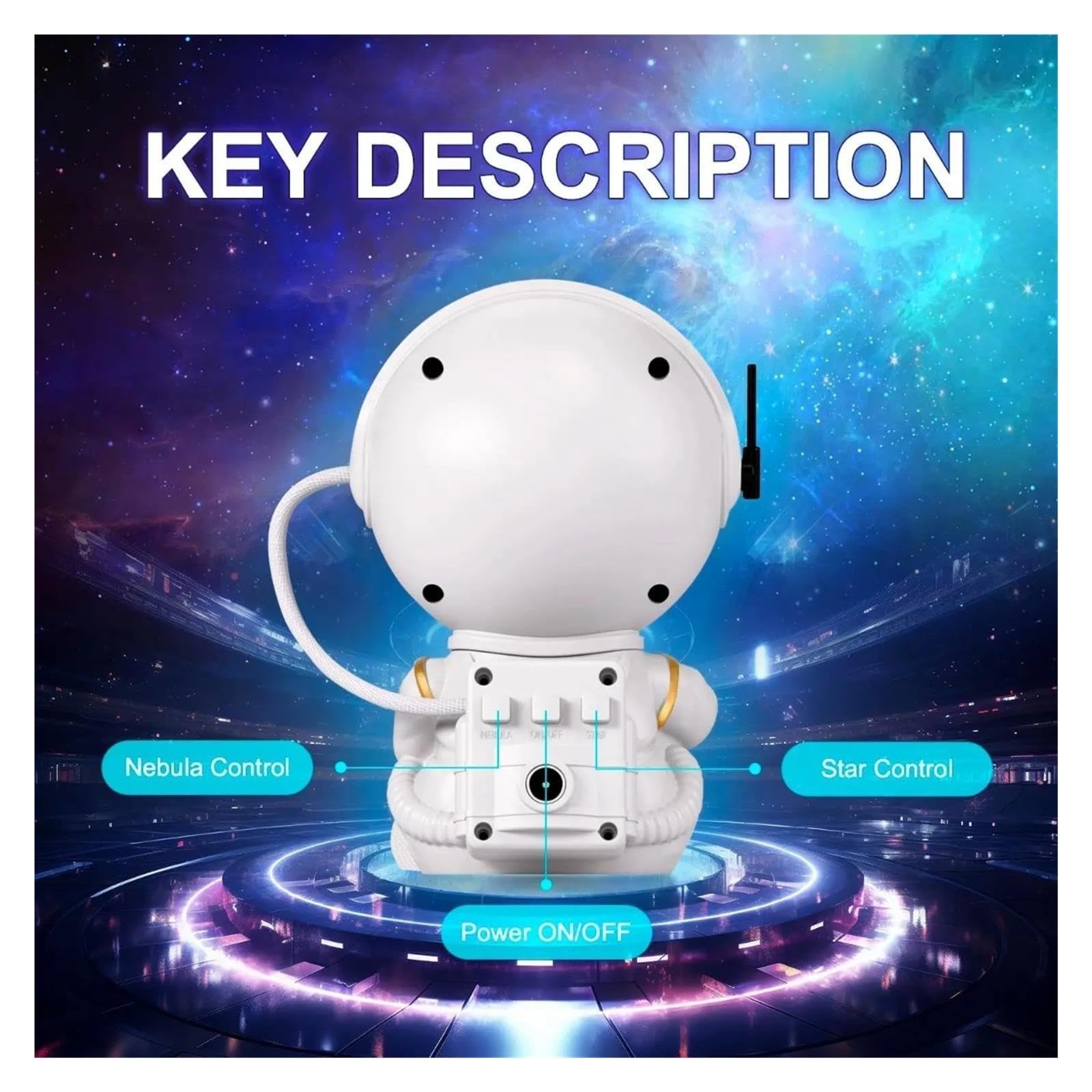 Luz Nocturna Con Proyector De Estrellas Y Galaxia for Niños, Astronauta