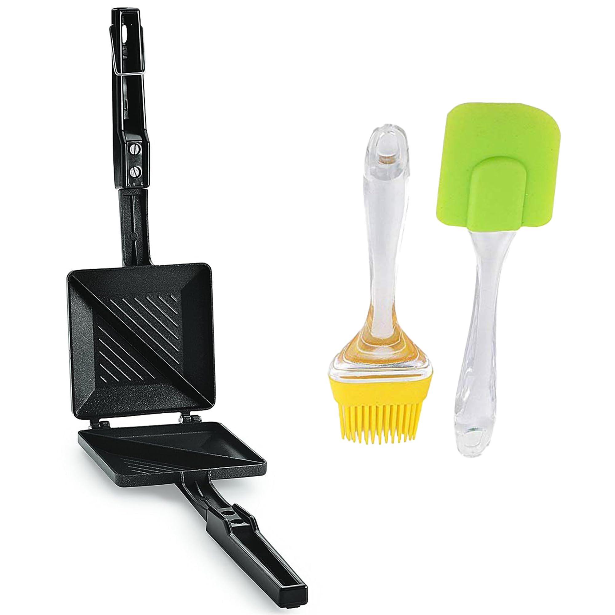 Rust Proof Aluminium Non Stick Sandwich maker Silicone Brush Combo Set Heavy Duty Toaster Grill Silicone Brush & Spatula Gas Stove Compatible Pack Of 2-image-49