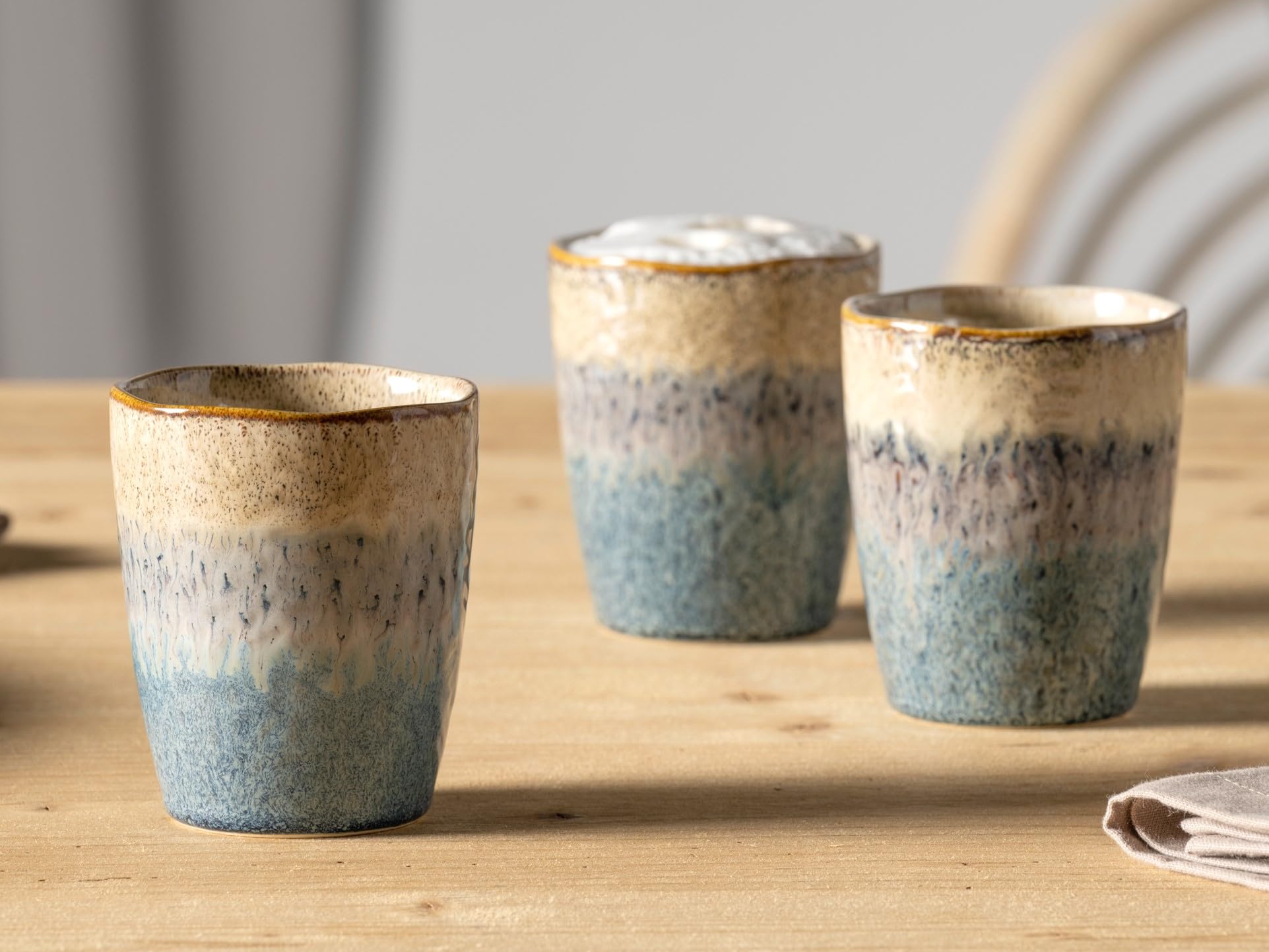 LEONARDO HOME Matera 4-częściowy zestaw kubków – duże kubki ceramiczne – pojemność 300 ml – ręczne wykonanie – nadają się do kuchenki mikrofalowej, nadają się do mycia w zmywarce – zestaw 4 szt. w