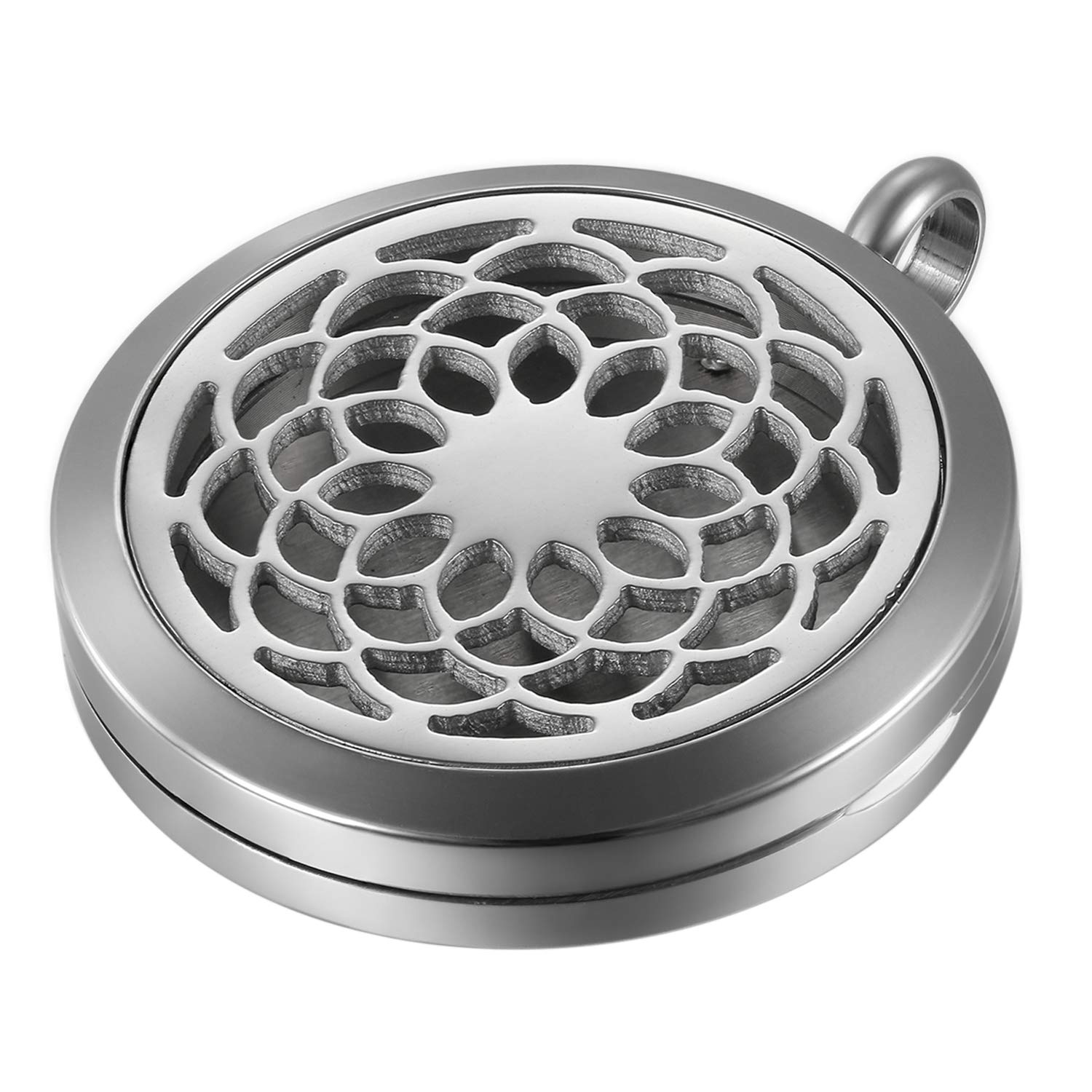 JewelryWe Aromaterapia Collana con Pendente Diffusore dell'Olio Essenziale, Rosa Ciondolo Retro Annata Collana del Profumo Regalo Originale per Il Amore, 6 Feltri da Cambiare, Portafoto,Regalo Natale