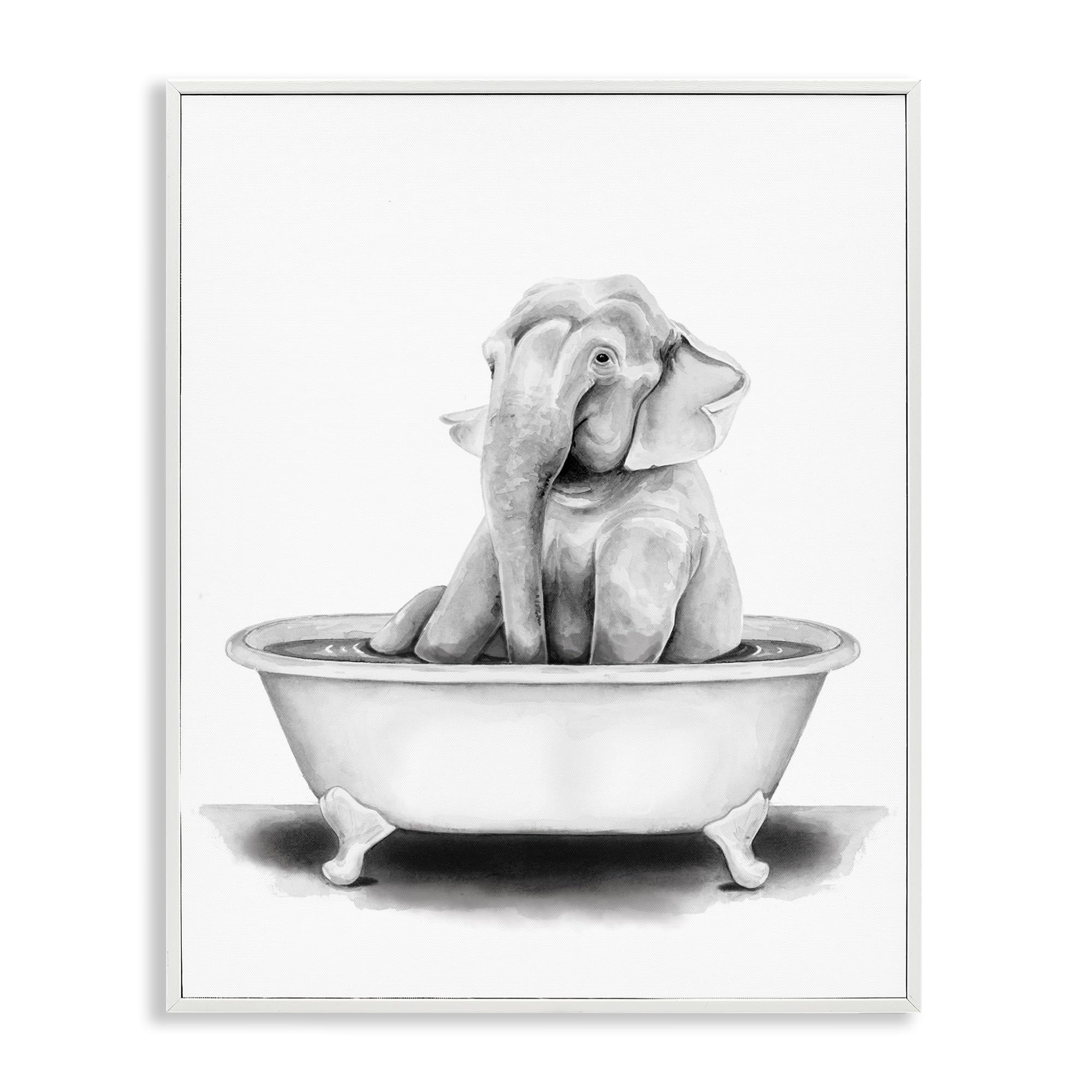 Funny Elephant Bath Time Nursery, 11 x 14 Inch Framed Giclée Print