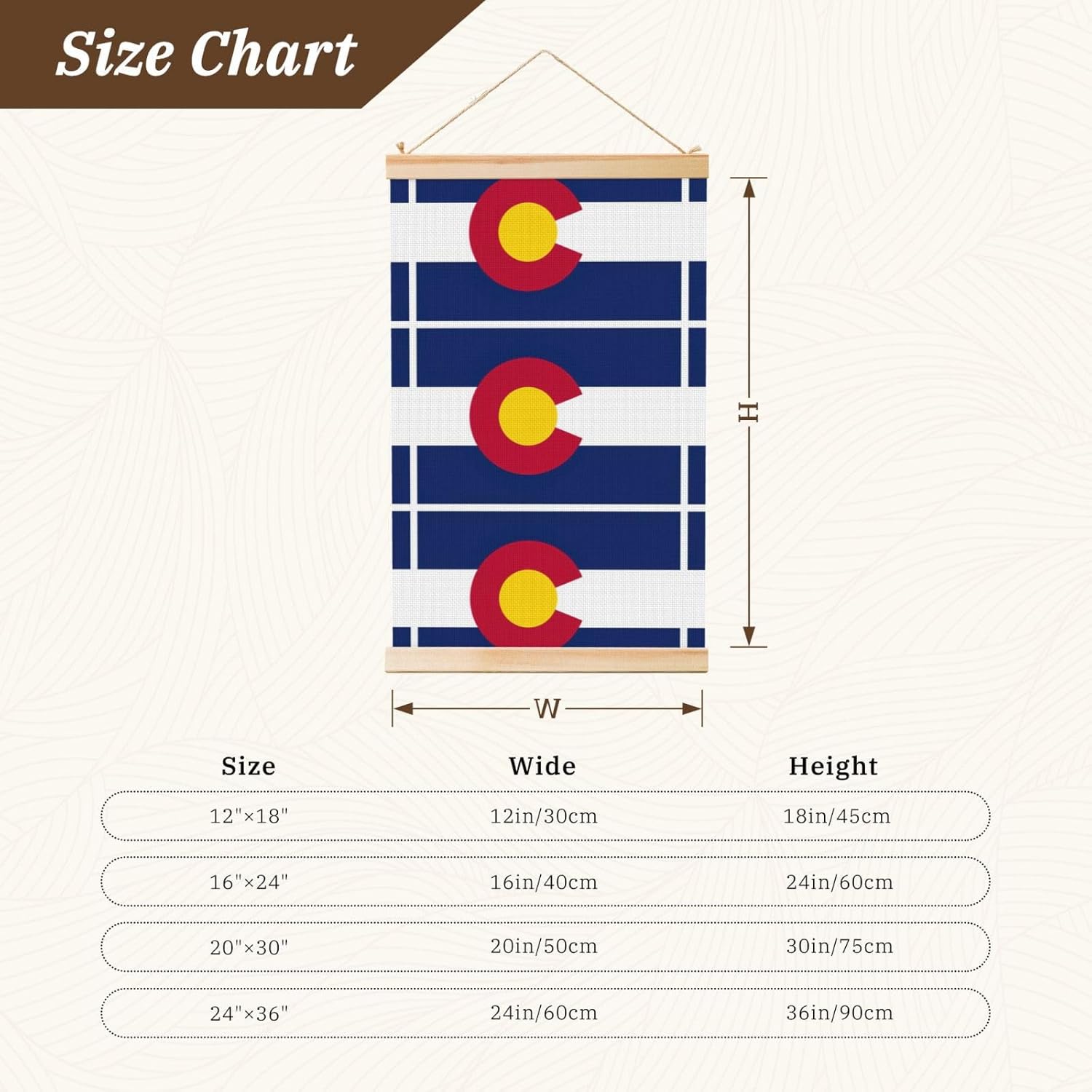 Colorado State Flag Print Poster Hanger,Hanging Poster, Poster Frame,Wood Poster Hanger, For Wall Hanging
