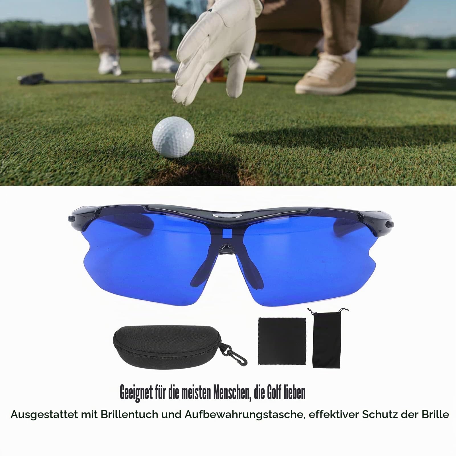 BuyWeek Golfball Suchbrille, High Definition Golfbälle Finder Brille Polarisierte Golf Sport Sonnenbrille mit Blauer Linse für Männer oder Frauen
