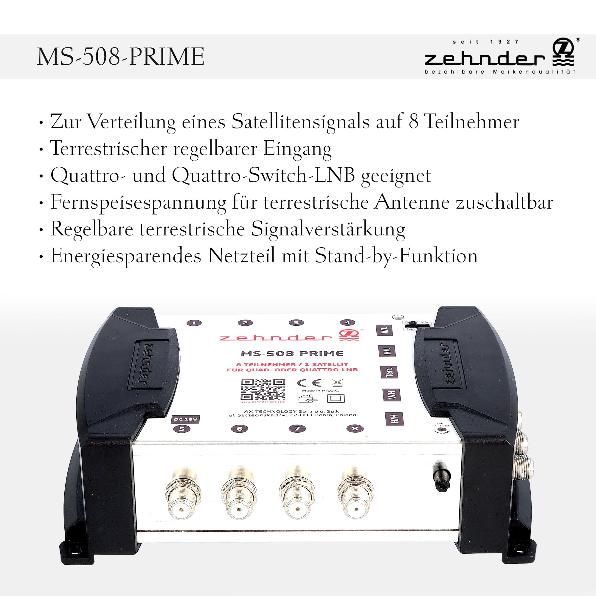 [ Test MOLTO BUONO *] Dieci 5/8 Multiswitch per Quattro & Quad LNB, multiswitch per 1 satellite e 8 partecipanti (TV, ricevitore satellite), distributore digitale HD 4K Matrix satellitare, antenna a