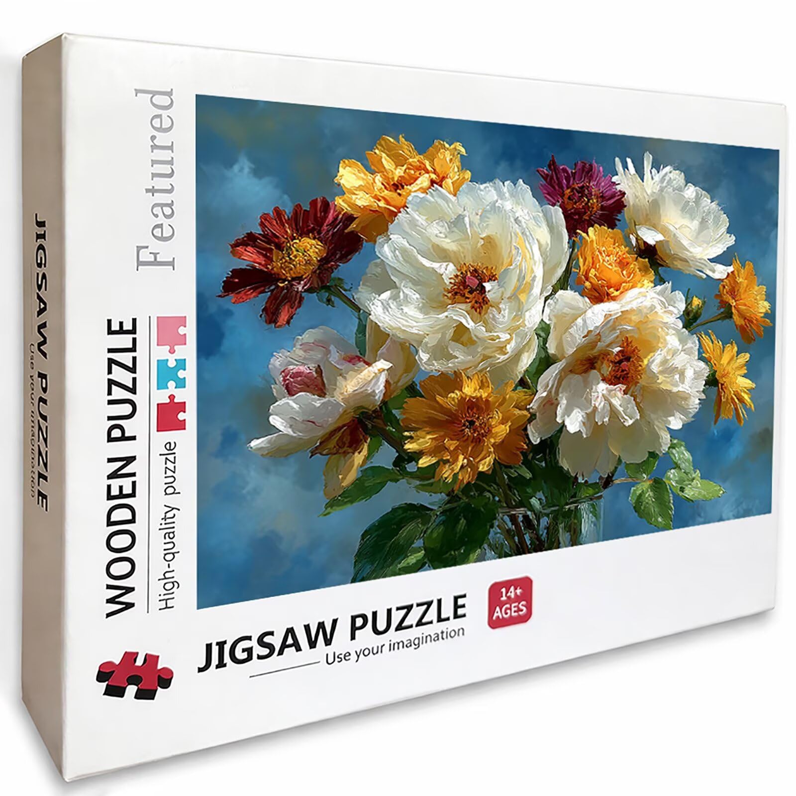 I-6684 Drewniane puzzle 141 x 87 cm, puzzle z kwiatami, 4000 sztuk, dla dorosłych, z pudełkiem, edukacyjna, wymagająca gra, prezenty dla nastolatków, napis na plecach, łatwe do odróżnienia, dekoracja