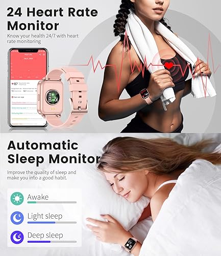 Miniatura 7 de Reloj inteligente para mujeres y hombres, más de 200 caras de reloj IP67, impermeable, rastreador de fitness con frecuencia cardíaca, oxígeno en