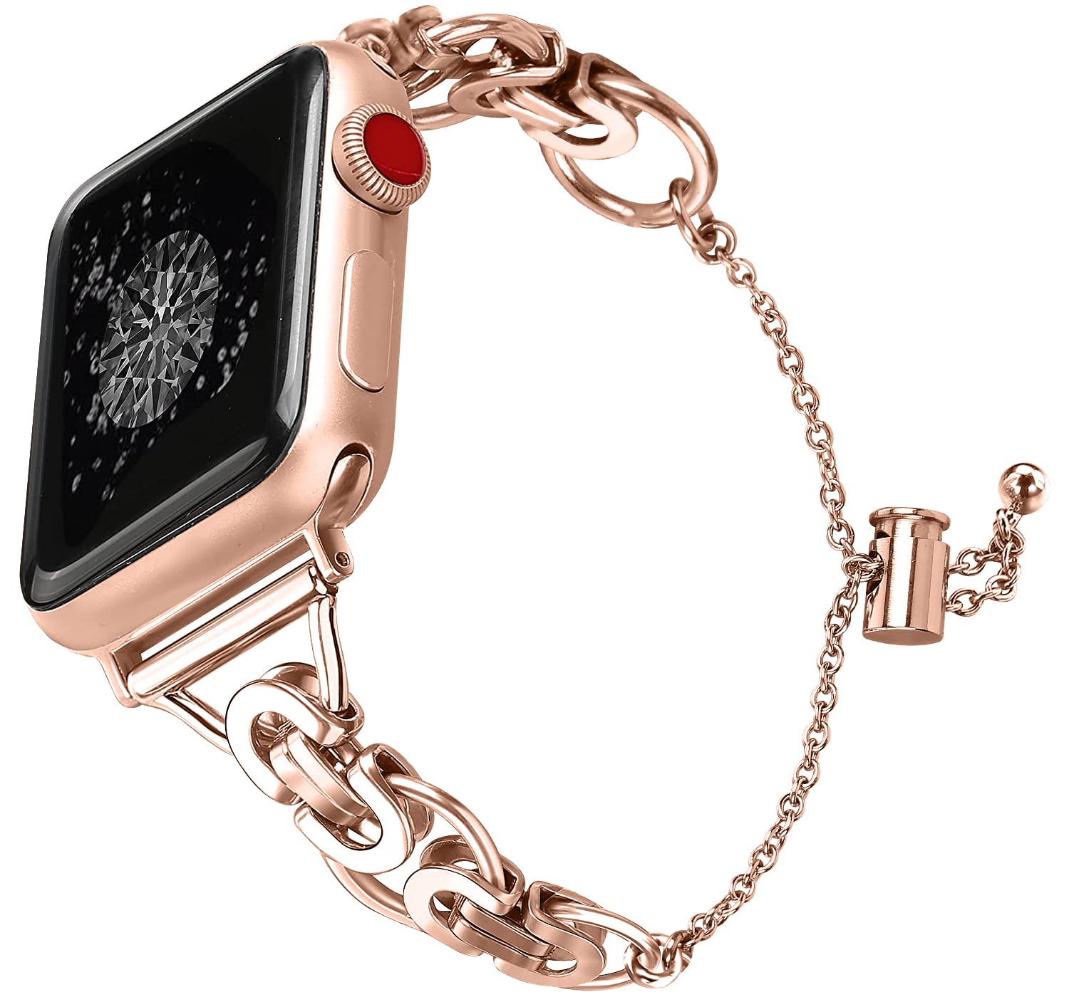 Metallarmband Kompatibel mit Apple Watch 41mm Roségold, Glit