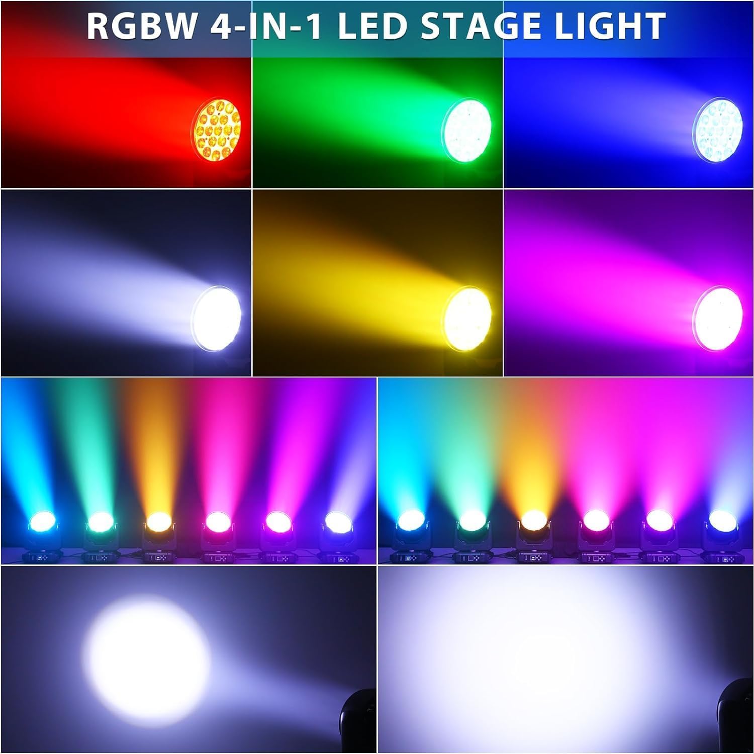 2PCS 19x15W Zoom Strahl Moving Head LED, RGBW DJ Licht DMX LED Bühnenleuchten Waschen für Party, Show, Disco, Konzert, Hochzeit, Weihnachten