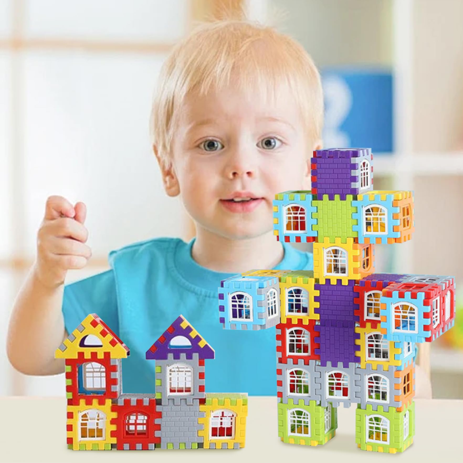 Set De 210 Bloques De Construcción Waffle Entrelazados | Plástico Seguro Y Reutilizable | Colores Arcoíris | Incluye Bolsa De Almacenamiento | Juguete Educativo Para Niños +3 Años