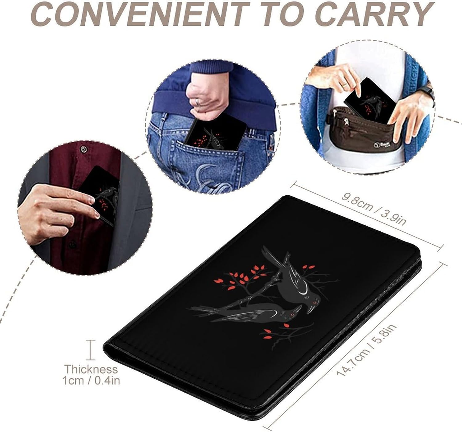 Funny Crow Flock Bird Passport Holder Cover Wallet PU Card Case Wallet Travel Accessories for Women Men image 4