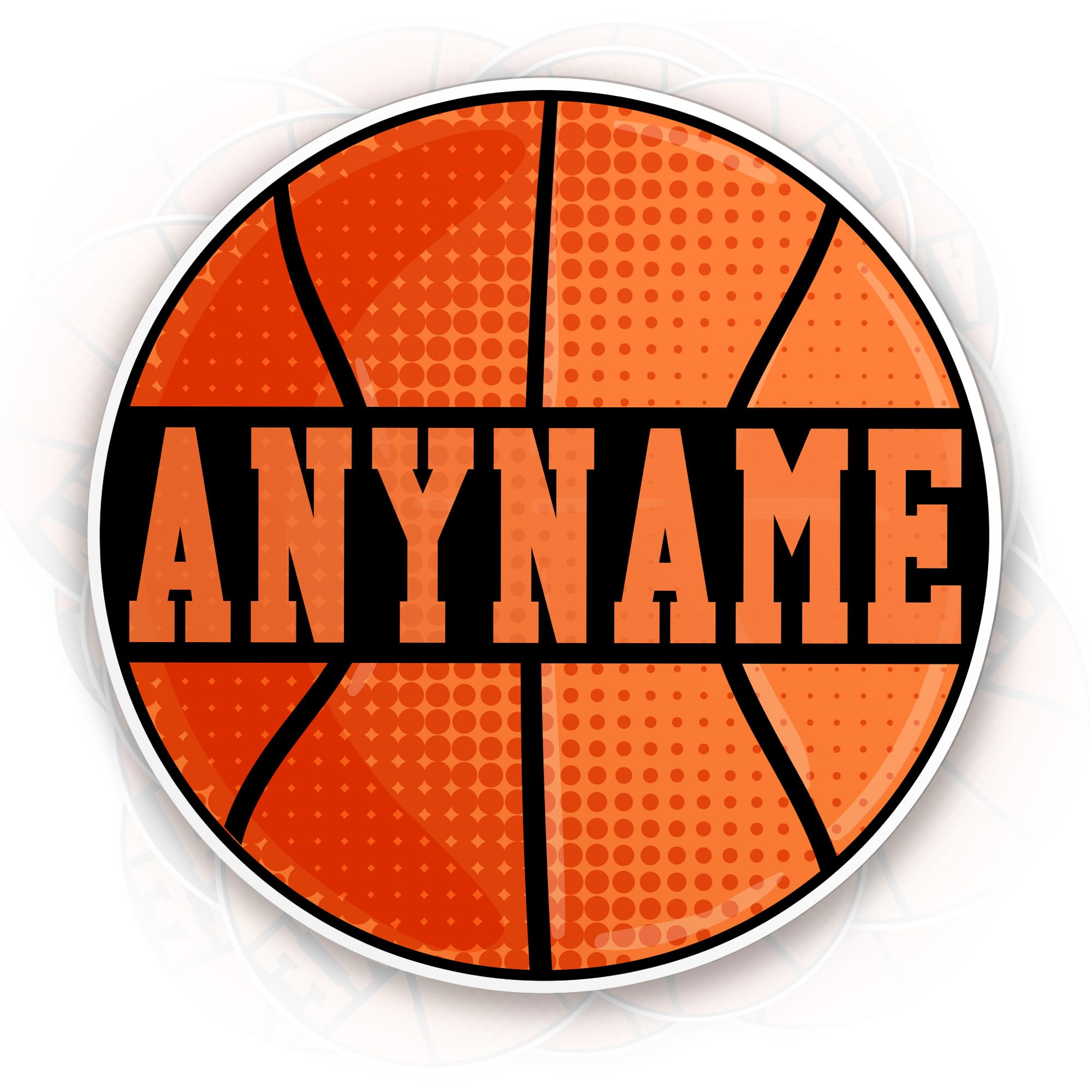 Custom Name Basketball Sticker Personalized Basketball Name Number Sticker Shcool Label Waterproof Die-Cut Vinyl Stickers for Water Bottle Laptop Hard