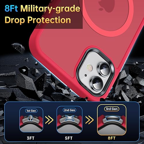 Miniatura 6 de Funda magnética para iPhone 11, probada en caídas de grado militar compatible con MagSafe a prueba de golpes, translúcida y dura, suave funda