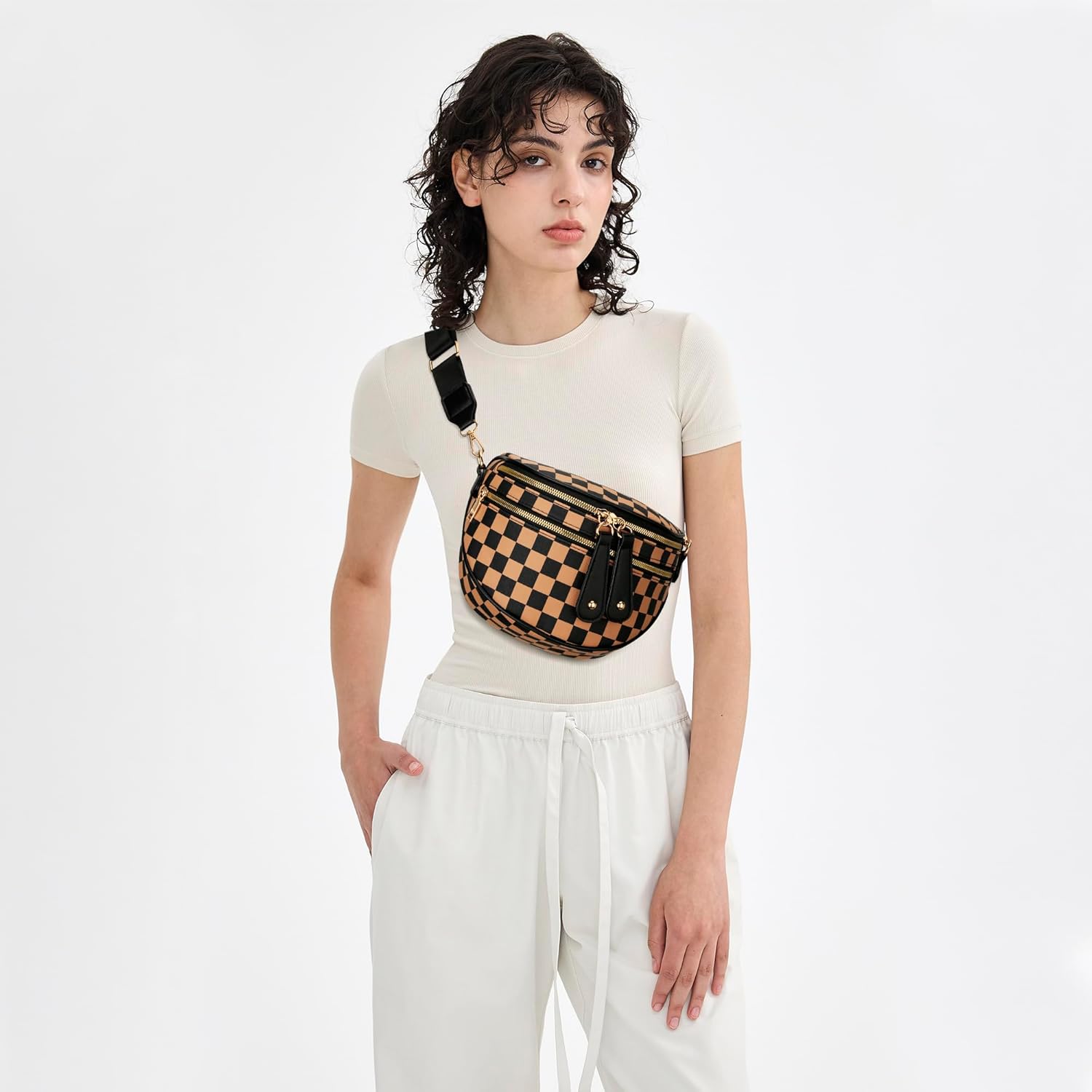 KKXIU Crossbody Sling Bag for Women Trendy Fanny Pack Vegan Leather Chest Bag | Trendy