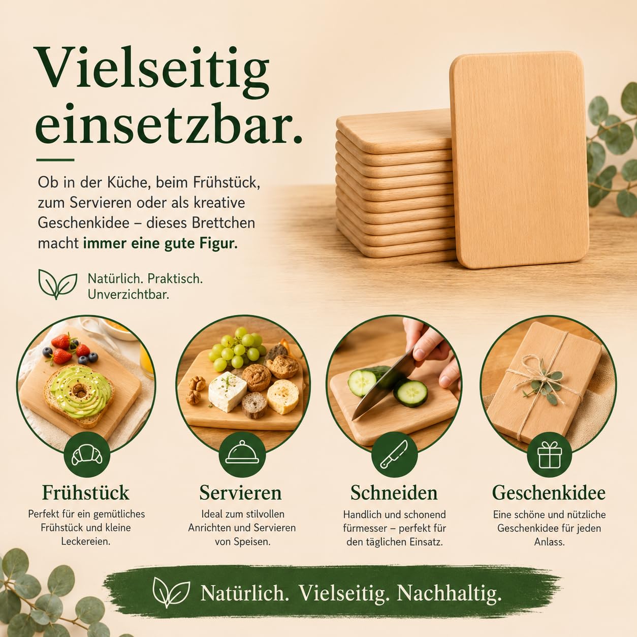 20er Set Frühstücksbrettchen aus Holz - Brettchen - Holzbrettchen zum gravieren - Holzbretter zum basteln - Jausenbrett Holz - Brotzeitbrett - Vesperbrett - Frühstücksbretter