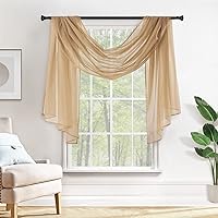 Vista 10 de MIULEE Cortina Scarf Transparente para Ventana Cenefa Extra Larga Superior Terracota Elegantes Cortinas Swag de Lujo Tela Drapeada para Arco de Boda