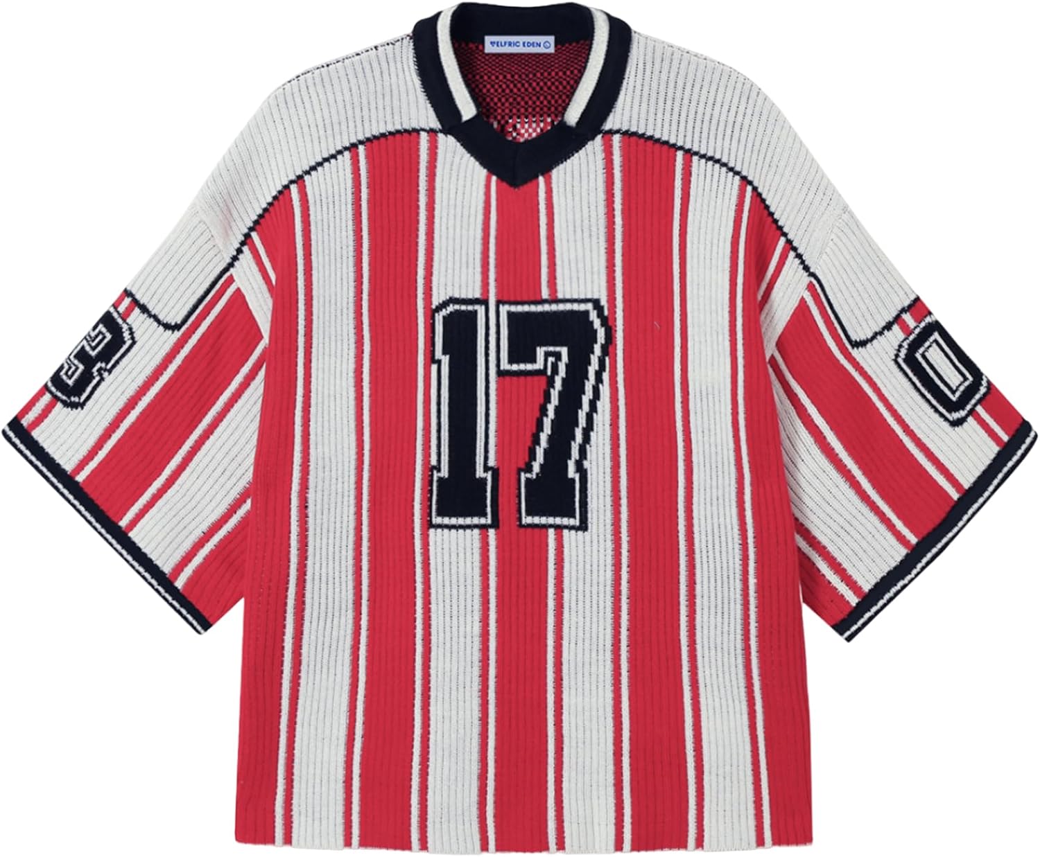 Aelfric Eden Oversized Sweaters Number Stripe Graphic Unisex Baggy Three-Quarter Sleeve Football Jersey Trendy Tops - Image 4