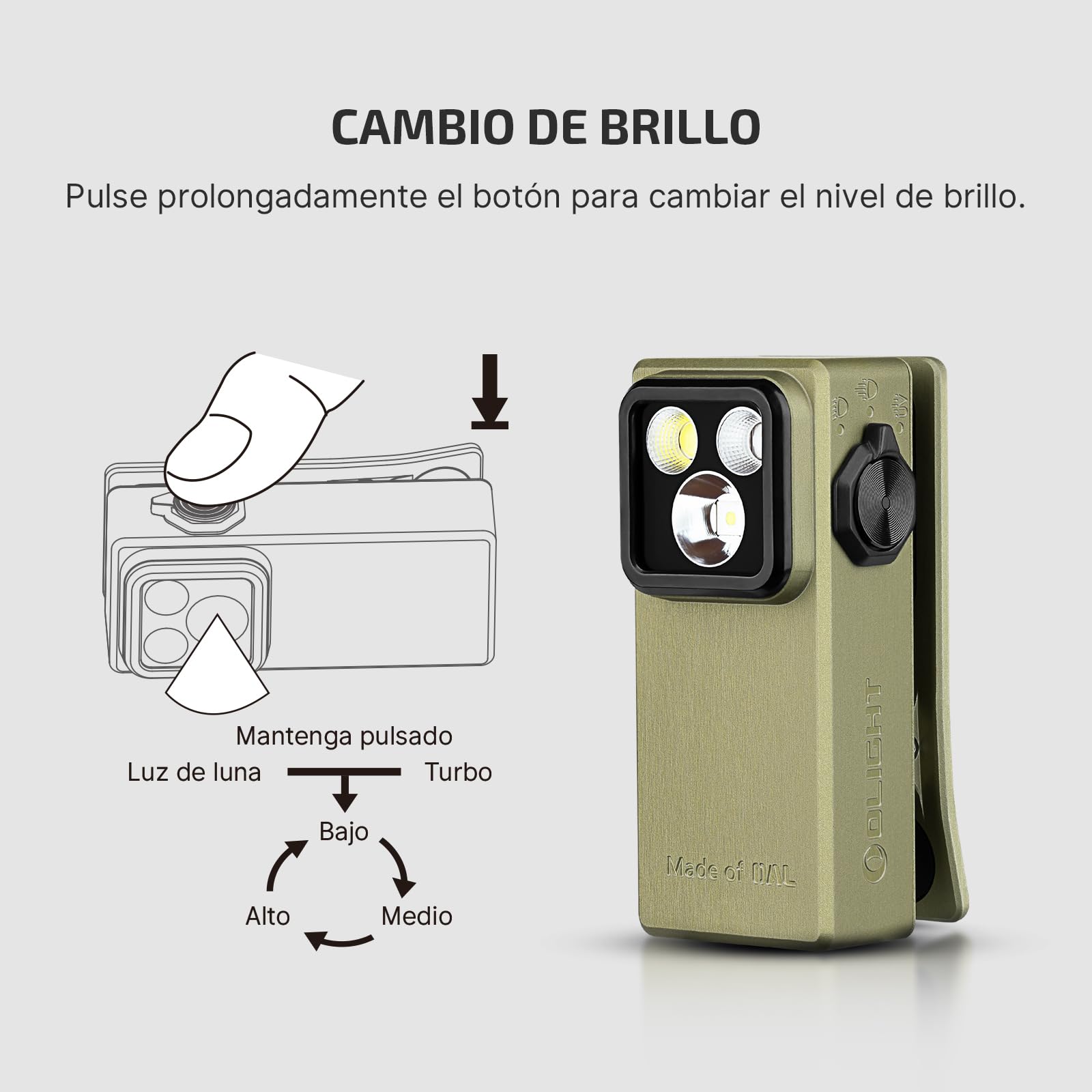 OLIGHT Oclip Ultra Mini Linterna de Clip EDC Recargable 530LM 130M | Fabricado en OAL, Magnetizable, Resistente al Agua IPX6, Luz Concentrada/Difusa y Rayos UV, Para Uso Exterior e de Emergencia
