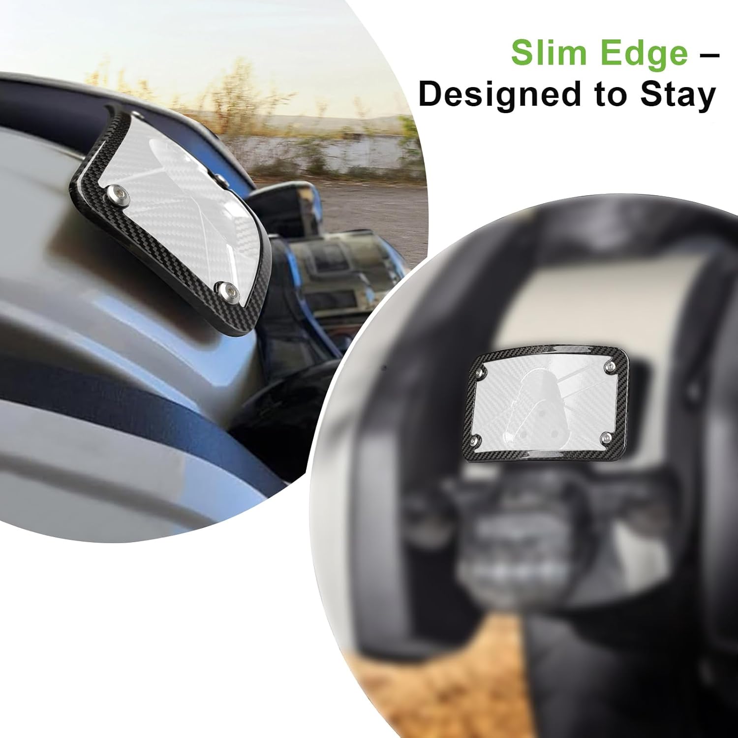 Curved Laydown License Plate Frame for Motorcycles, Lightweight Slim Plate Holder, Rust-Resistant Carbon Fiber Rear Plate Frame with Mounting Screws