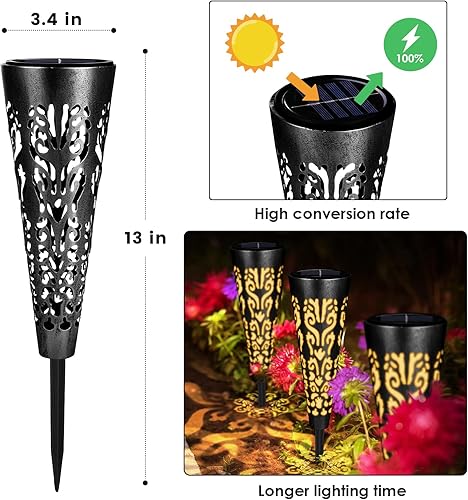 Miniatura 2 de pearlstar Luces solares decorativas para jardín al aire libre, impermeables, luces LED de estaca solares únicas para patio, pasarela, entrada,