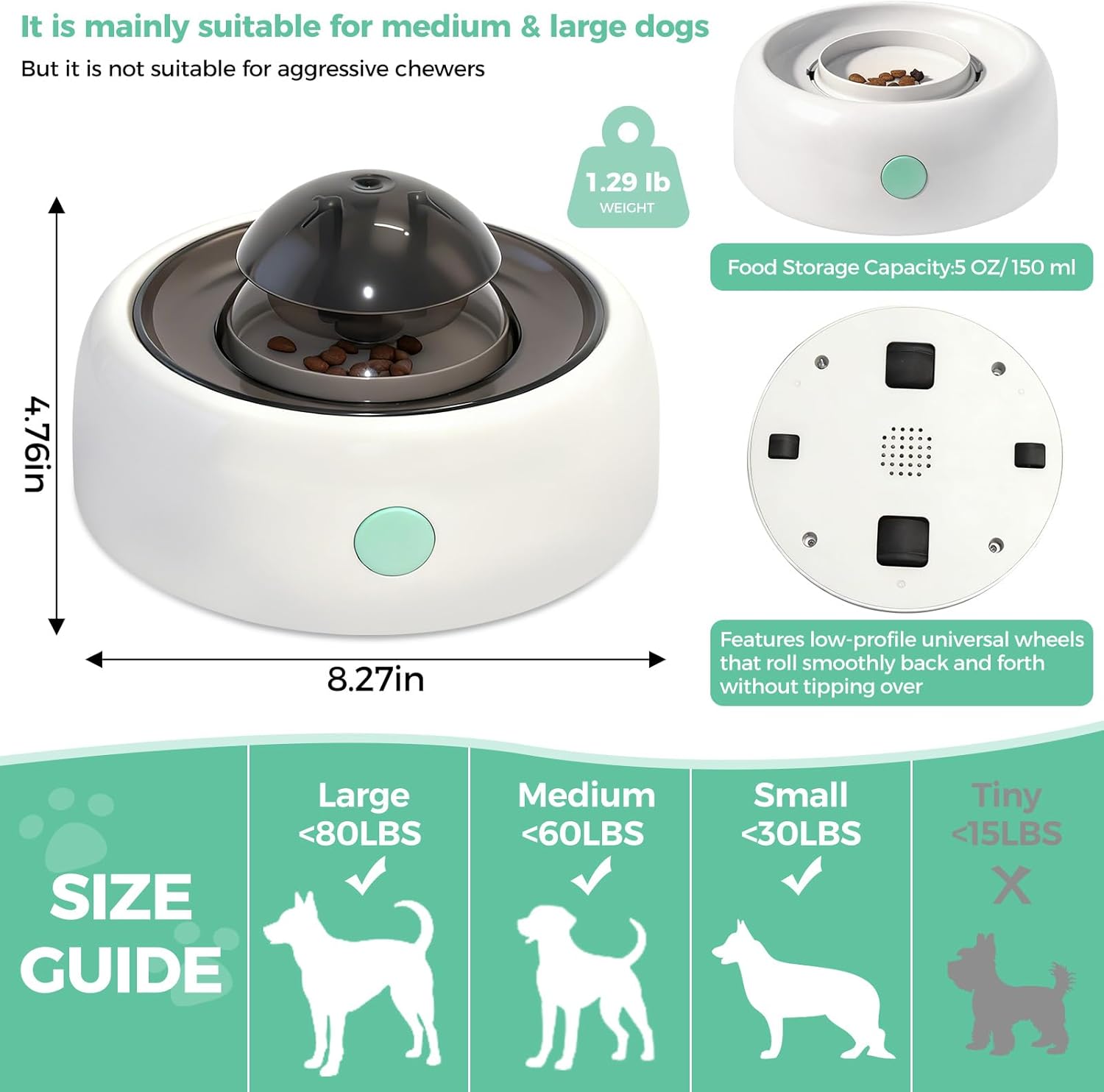 Interactive Dog Puzzle Toys & Treat Dispensing Slow Feeder - Dog Enrichment Toys for IQ Training, Mental Stimulating Toys for Healthy Digestion, Easy to Clean & Anti-Slip Design