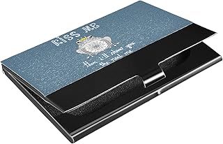 Mandala Art Frog KISS ME Then I Will Show You The Real ME Business Card Holder Leather, Slim Credit Card Case Stainless Steel Wallet for Women and Men Unisex Business Card Holder