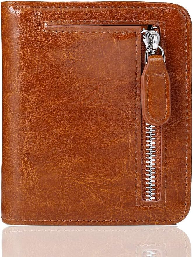 FUNTOR Small Wallets for Women, Ladies Small Compact Bifold Pocket RFID Blocking Genuine Leather Wallet for Women