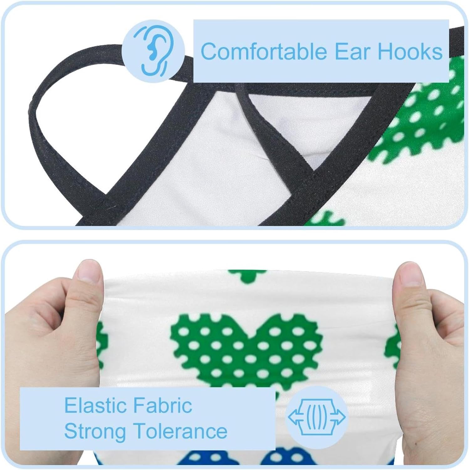 4 Pack Flat Doodle Hearts (1) Neck Gaiter Face Scarf Cover Sun Protection Balaclava Cloth Bandanas with Ear Loops