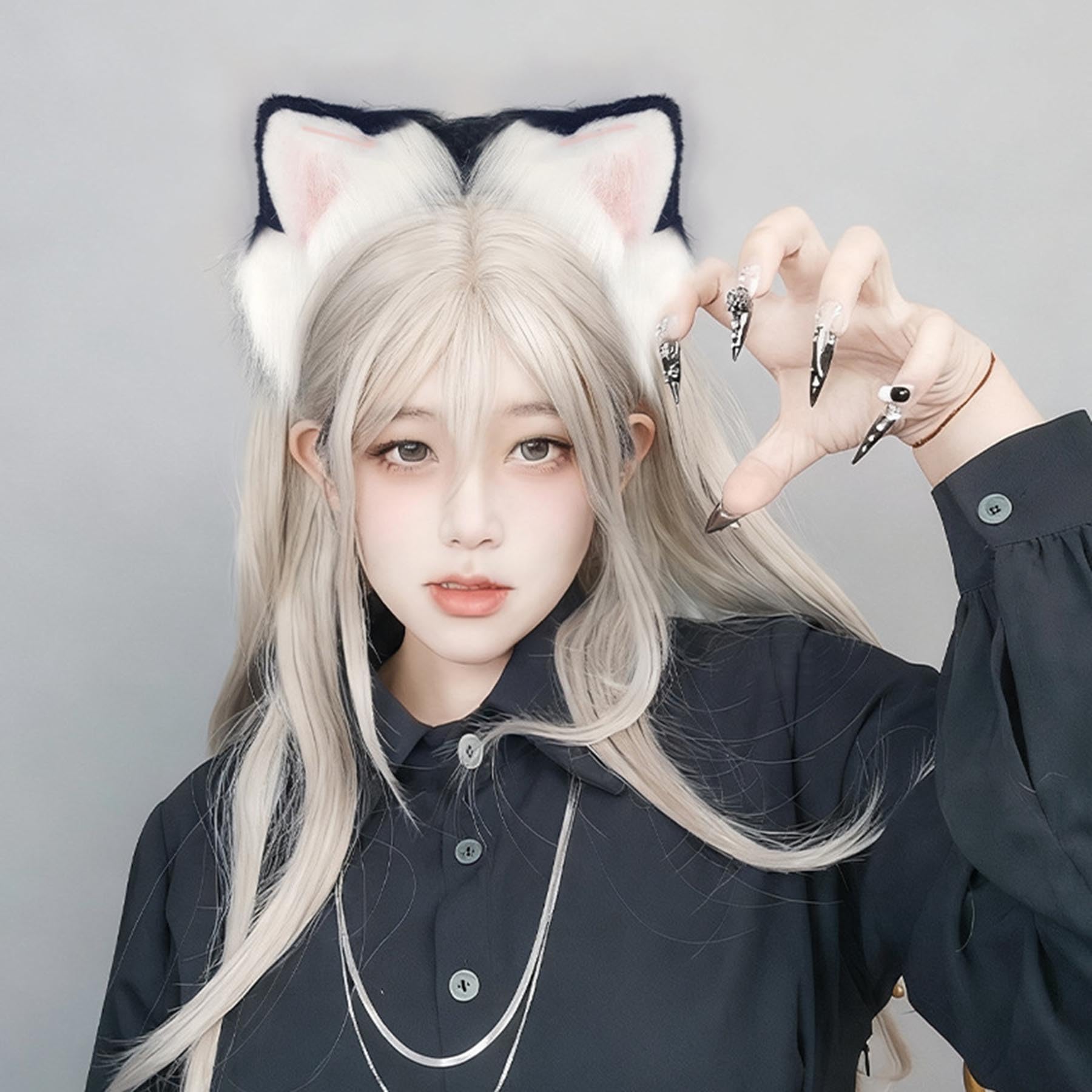 Diadema eléctrica recargable con orejas de gato para cosplay, diadema de peluche con orejas animal, tocado con orejas de personaje anime, para fiestas disfraces, juegos de rol