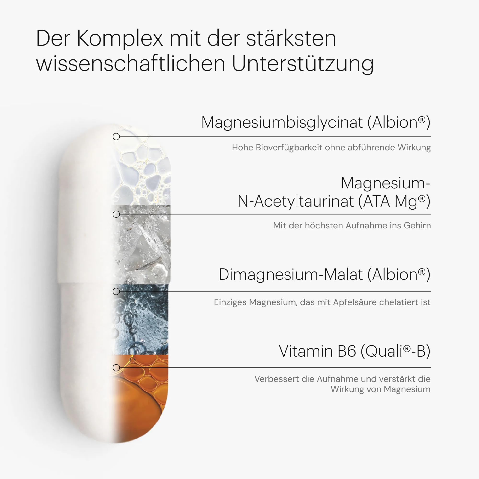 Magnesium Bisglycinat Komplex Hochdosiert + Malat + N-Acetylmagnesiumtaurinat + Vitamin B6 120 Kapseln für Muskeln + Energie + Schlaf vegan ohne Gluten ohne Laktose bisglycinate complex be levels