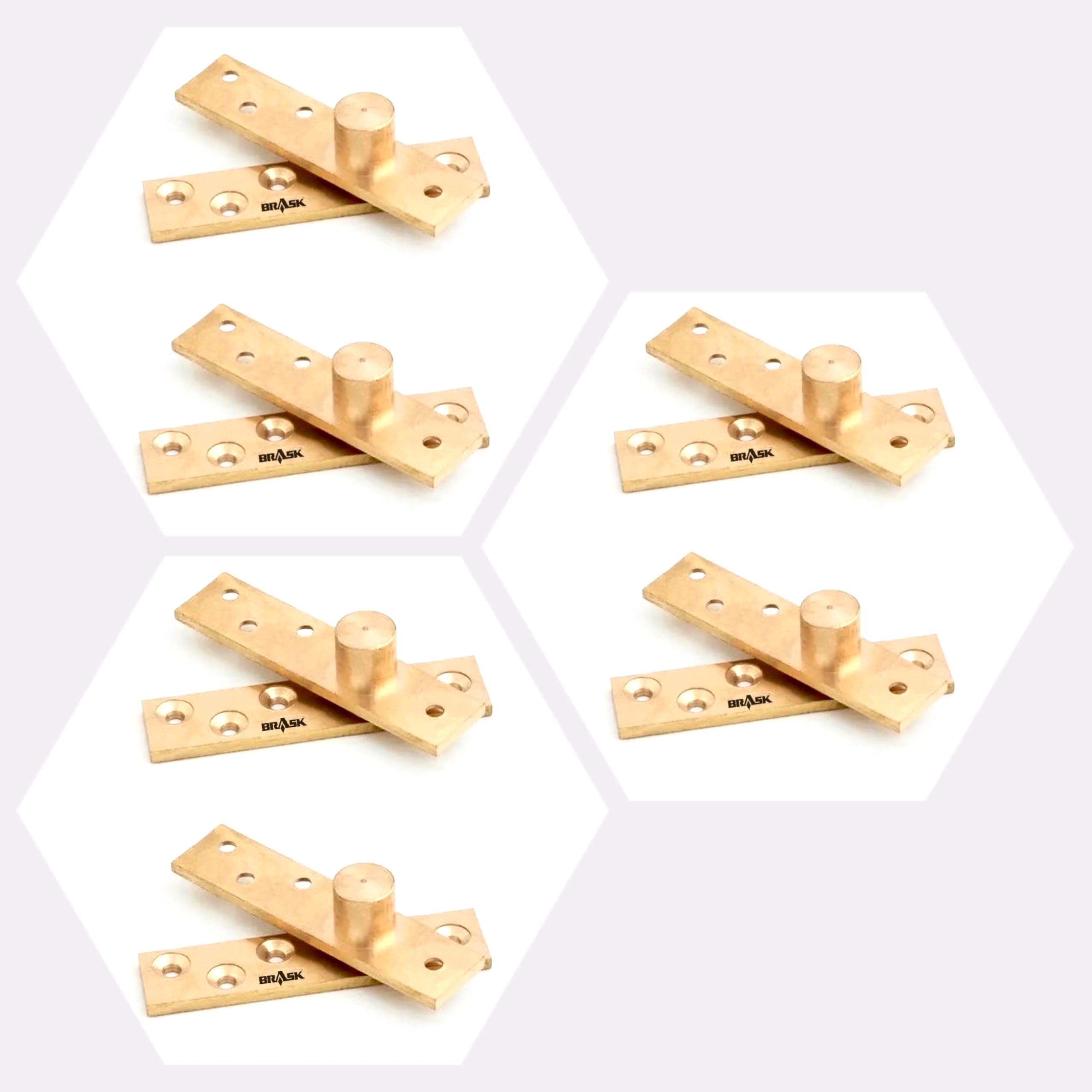 BRASK Brass Bearing Pivot Hinges - 360 Degree Door Rotating Hinge in Natural Brass Polish with Screws (Side Axis (Pack of 6 Sets), 5 Inches (125 MM)) (B0CJ82YJMD) Amazon Price History, Amazon Price Tracker