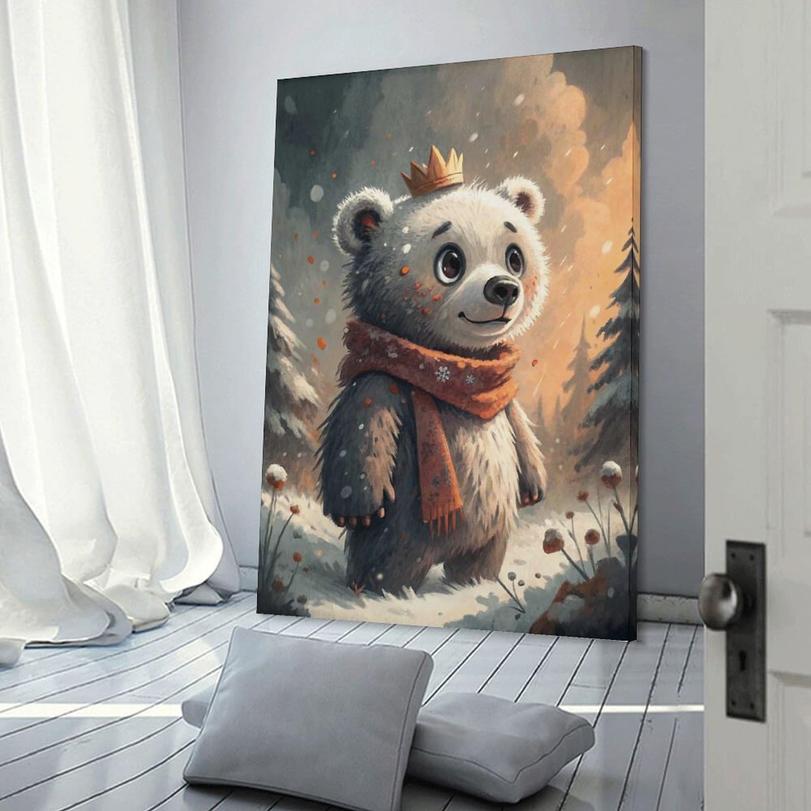 Junmoney Wall Art Print Winter Bear King, 12x18inch(30x45cm), for Contemporary Homes, Apartments Or Offices, An Easy Choice for New Home Styling