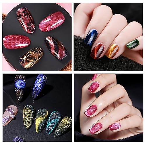 Miniatura 6 de YECIRALA 12 piezas de imanes de uñas para esmalte de gel de ojo de gato, juego de herramientas para uñas de ojo de gato, esmalte de arte, placa