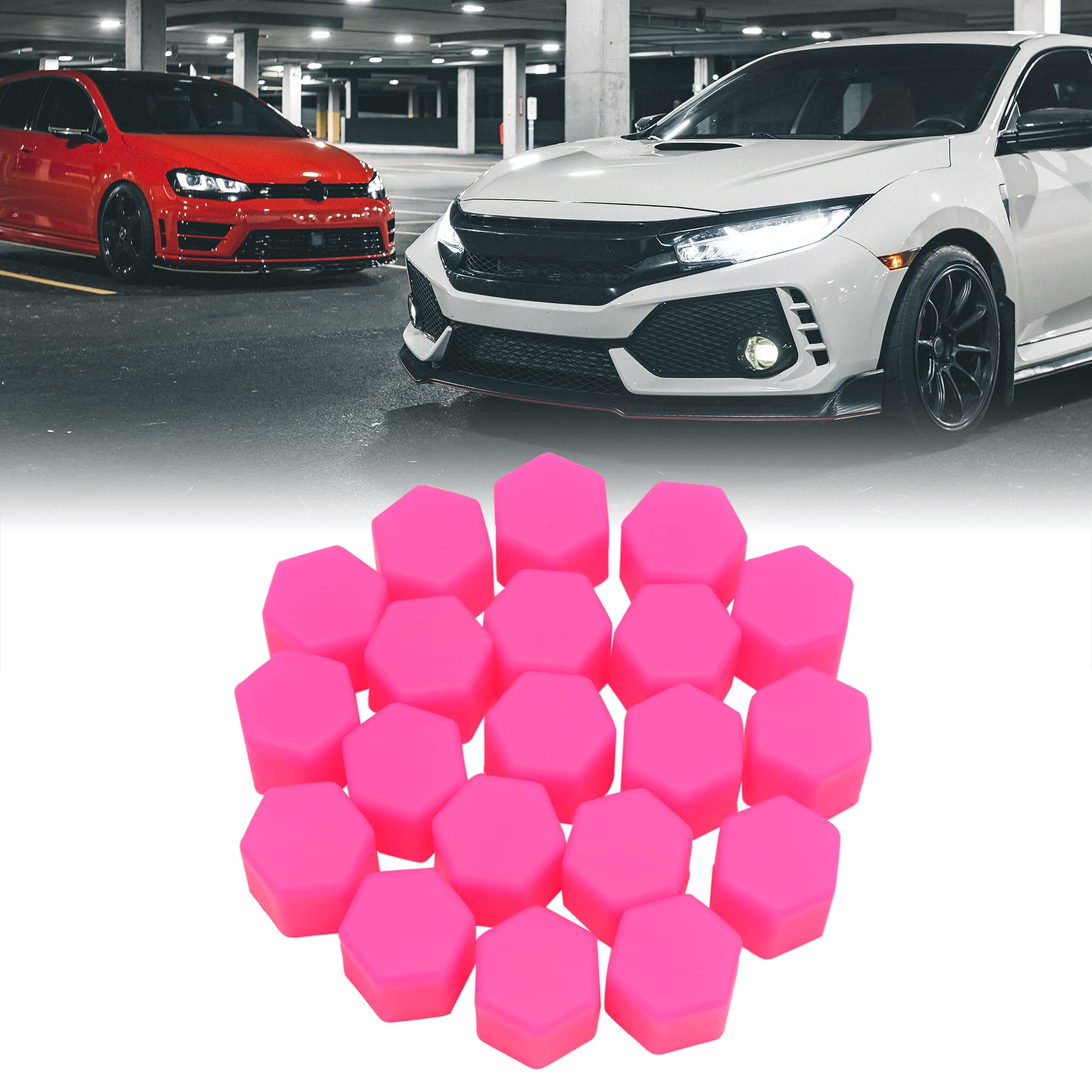 Sourcingmap® 20PCS 17 mm rosa luminoso auto mozzo ruota Lug dado bullone vite copertura tappo protettivo