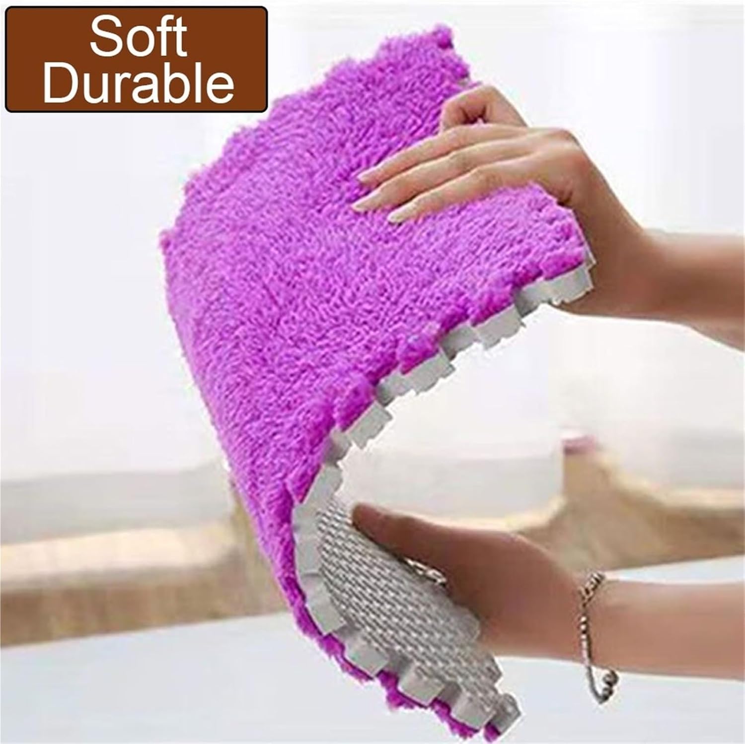 12 X 12 X 0.4 Inch EVA Shaggy Foam Mats, Kids Tiled Puzzle Play Game Mats with Border, Soft Interlocking Carpet Pad, Protective Floor Tiles for Children Girls Room(Purple+Pink,90PCS)