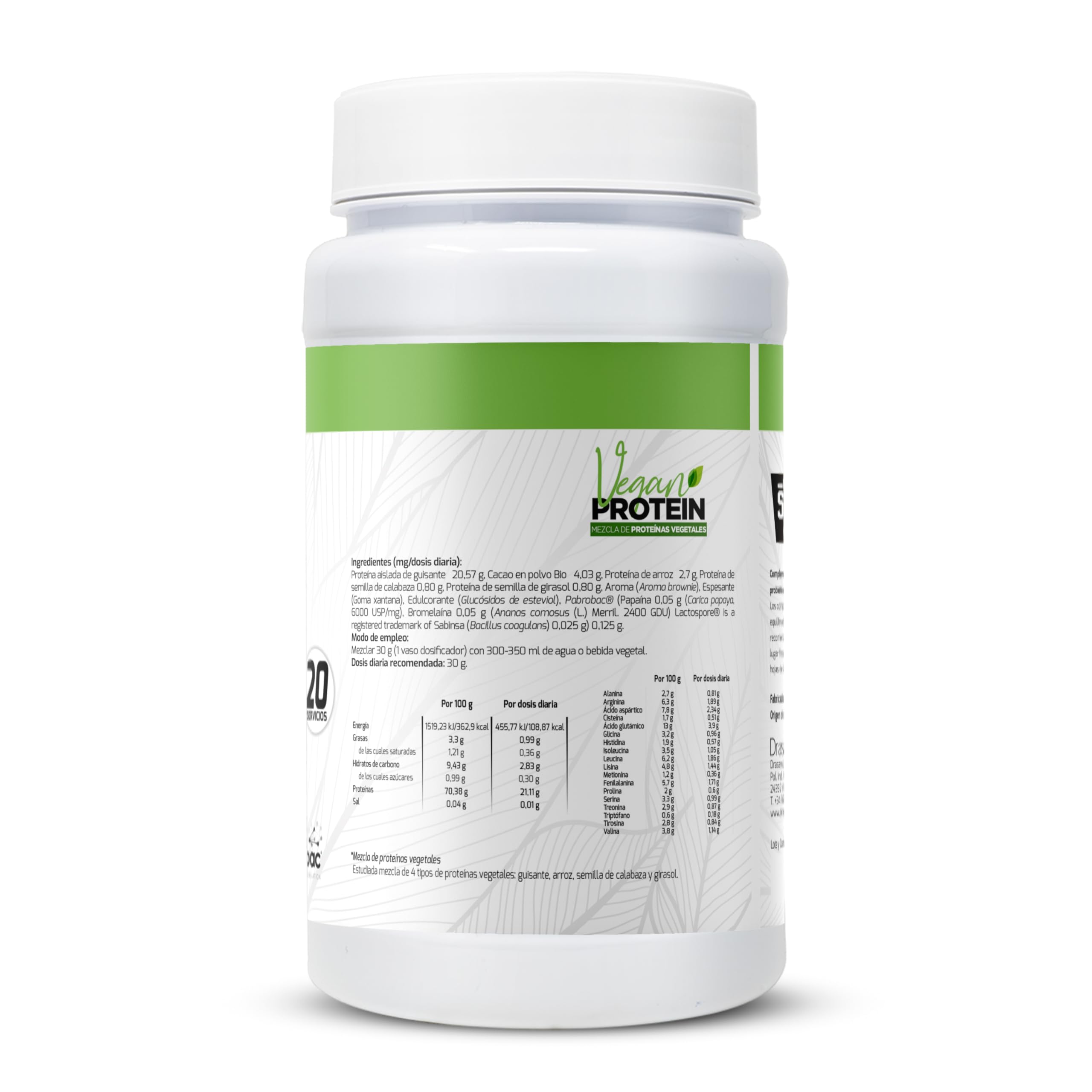 PROTEINE VEGAN SAVEUR BROWNIE 600G SPORT LIVE DRASANVI