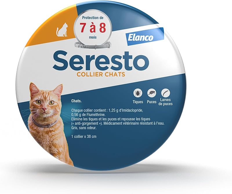 Seresto Collier Chats – Protection anti puces et anti tiques en continu – Collier Seresto pour chat 