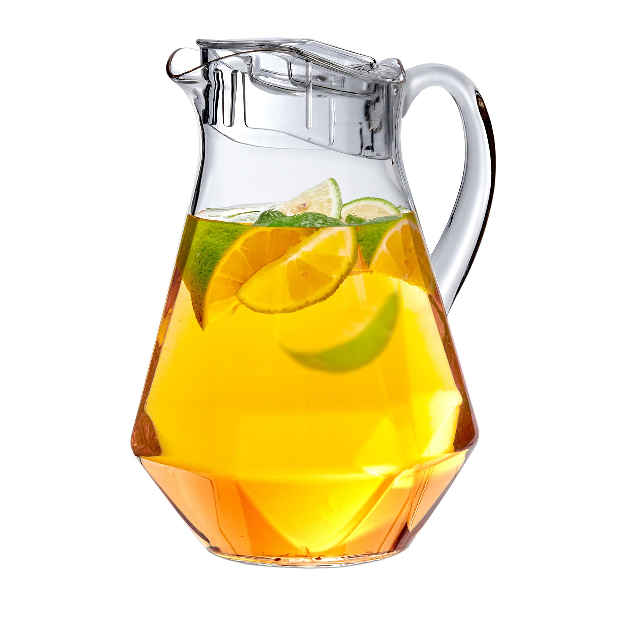 Sparkly - Plastic Pitcher (64 oz, 2 Quart), Clear Water Pitcher with Lid, Fridge Jug, BPA-Free, Shatter-Proof, Great for Iced Tea, Sangria, Lemonade, Juice, Milk, and More