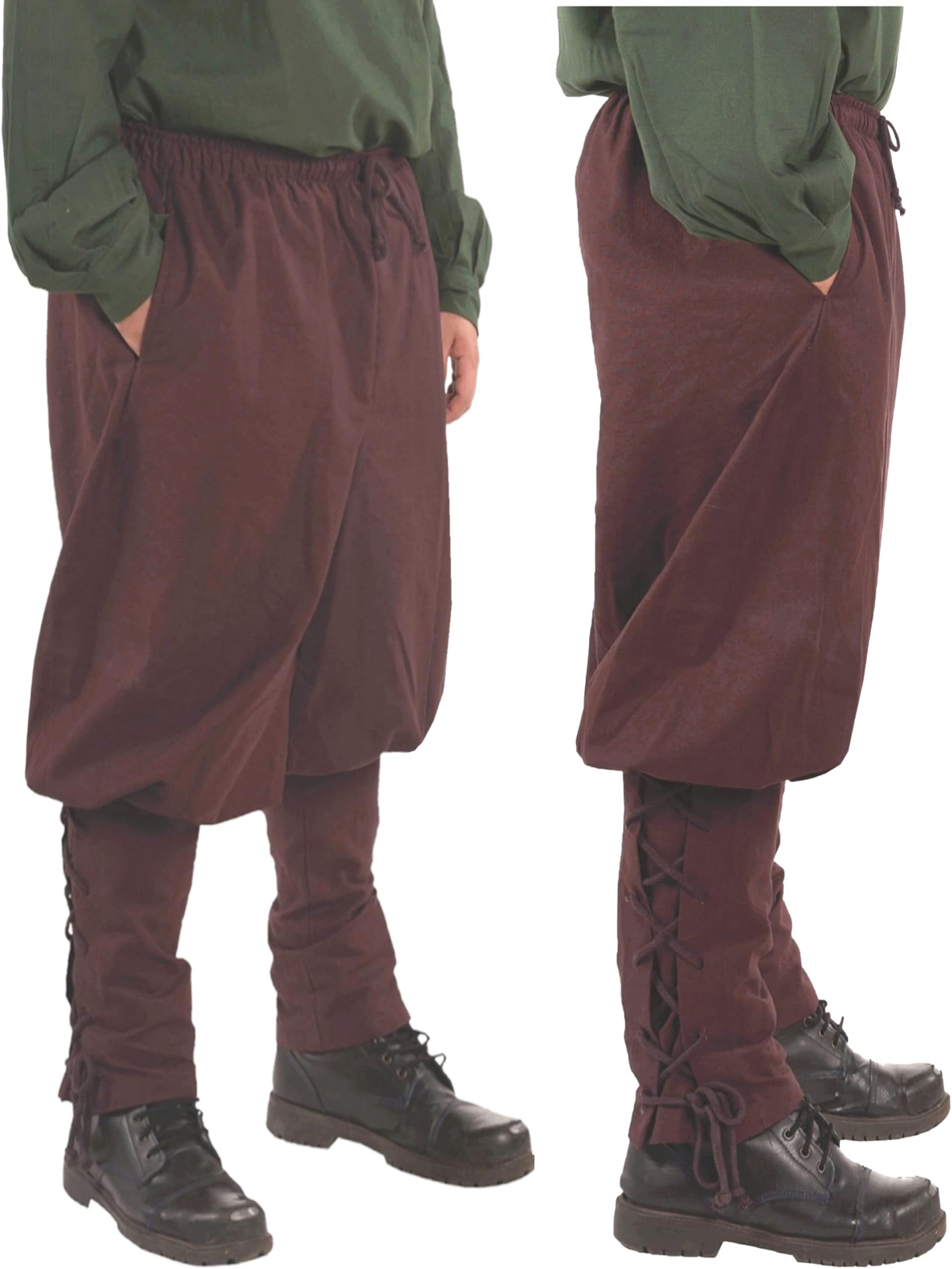 byCalvina - Calvina CostumesMedieval Ankle Banded Viking Dagorhir Renaissance Pirate Men's Cotton Trousers