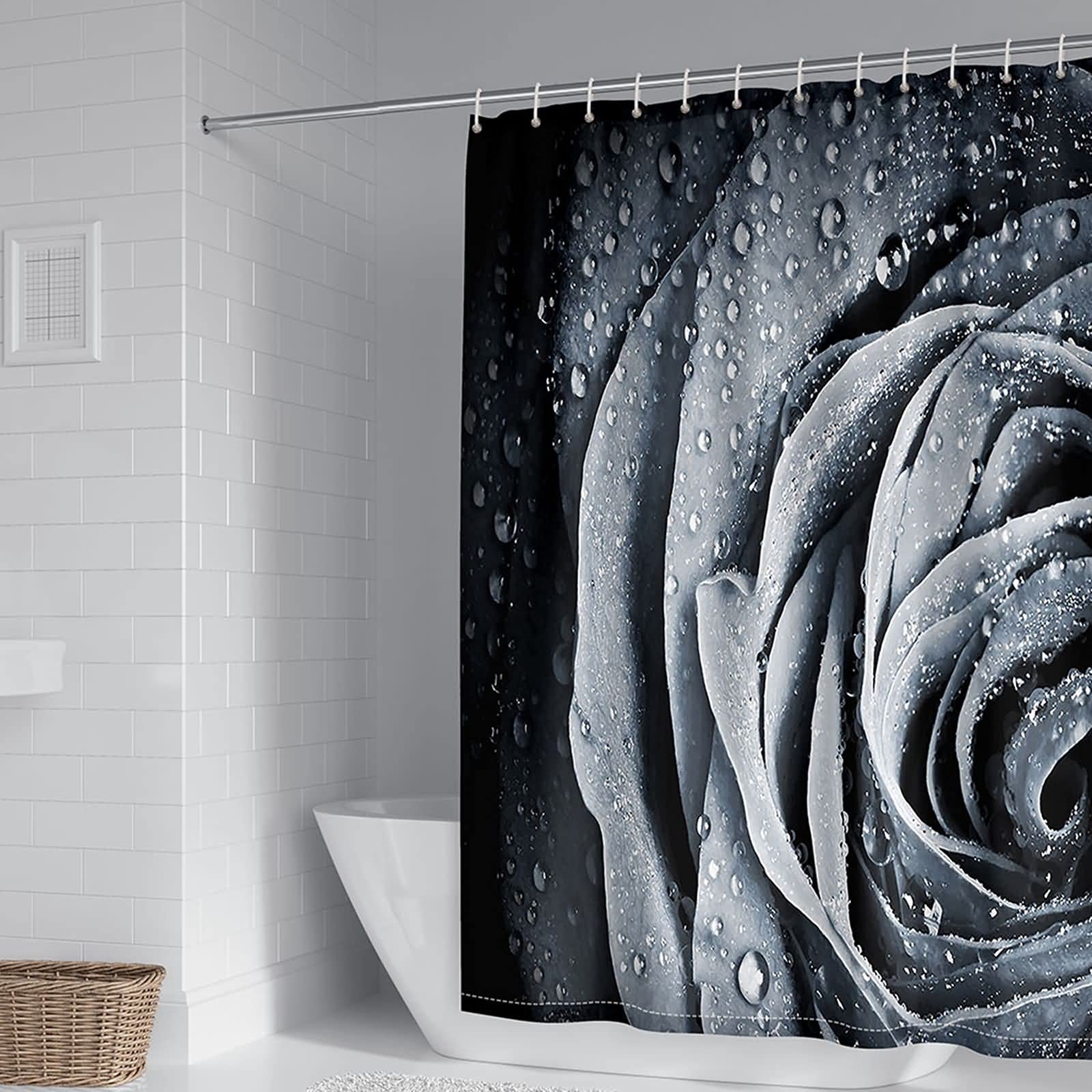 Rideau de douche rose et gris 150x180 imperméable salle de bain KnSam